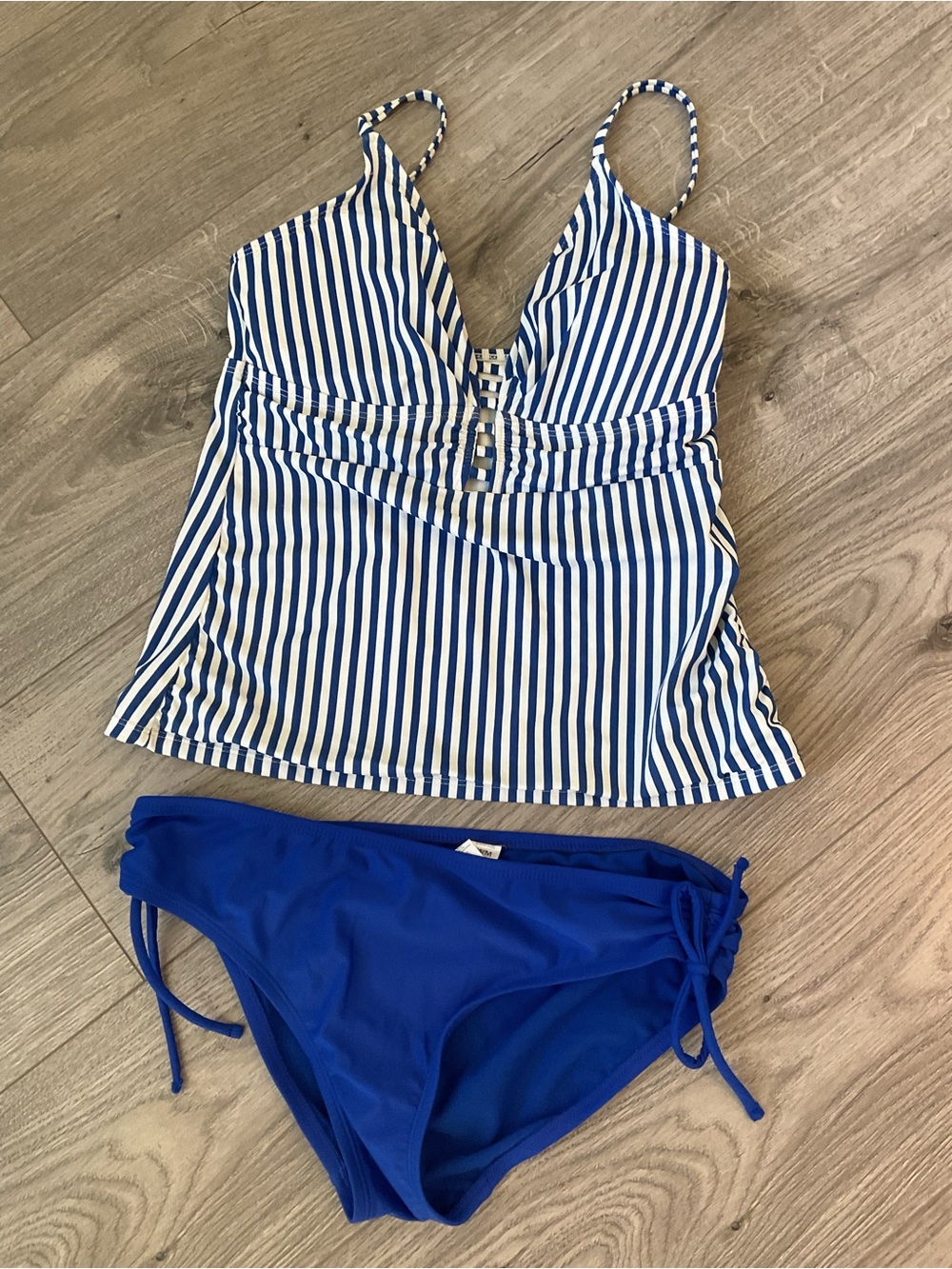 Super Cute Blue & White Striped Tankini Set.